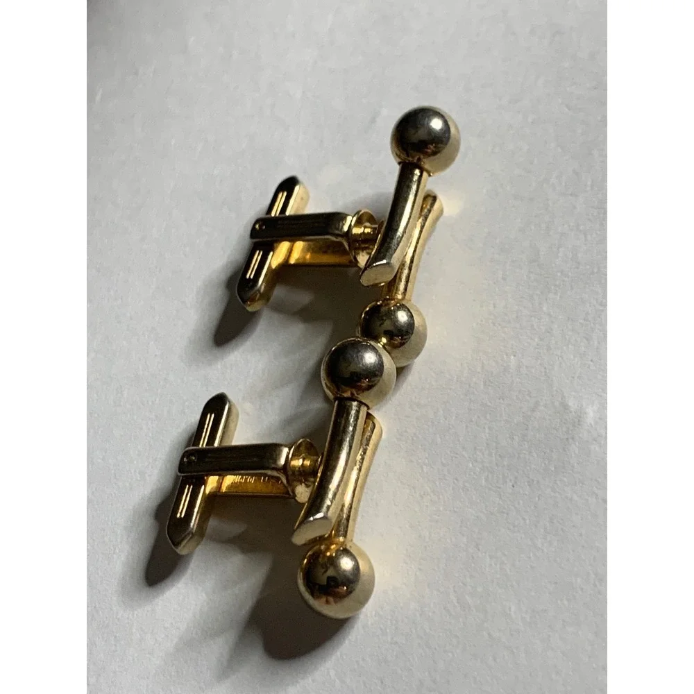 Gold Tone Ball‎ Cufflinks Classic Vintage Style Dress Shirt Accessories